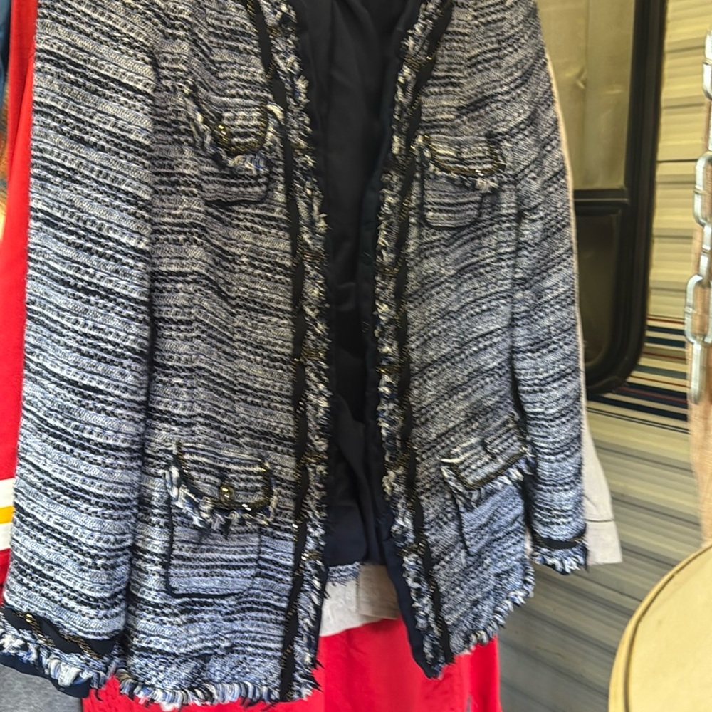 Women's Black and White Tweed Jacket